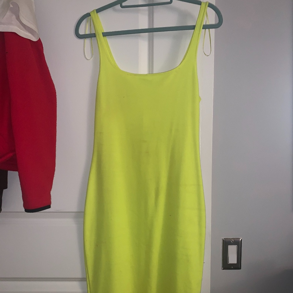 ZARA Neon Yellow Bodycon Dress